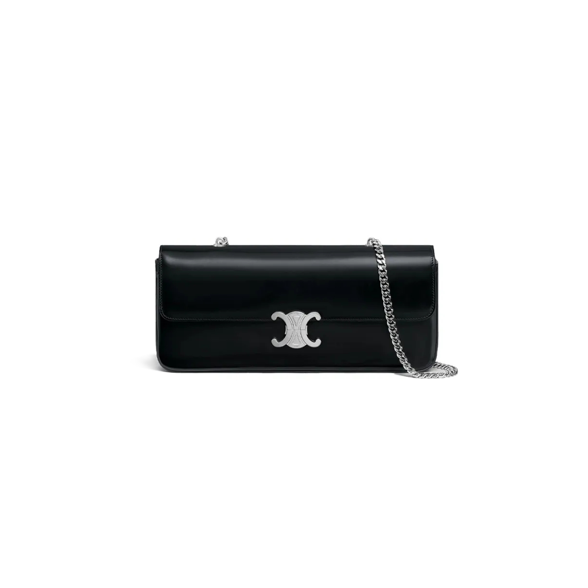 Ce**e chain shoulder bag in triomphe canvas glossy calfskin 197413bf4.38si (33*13*5cm)